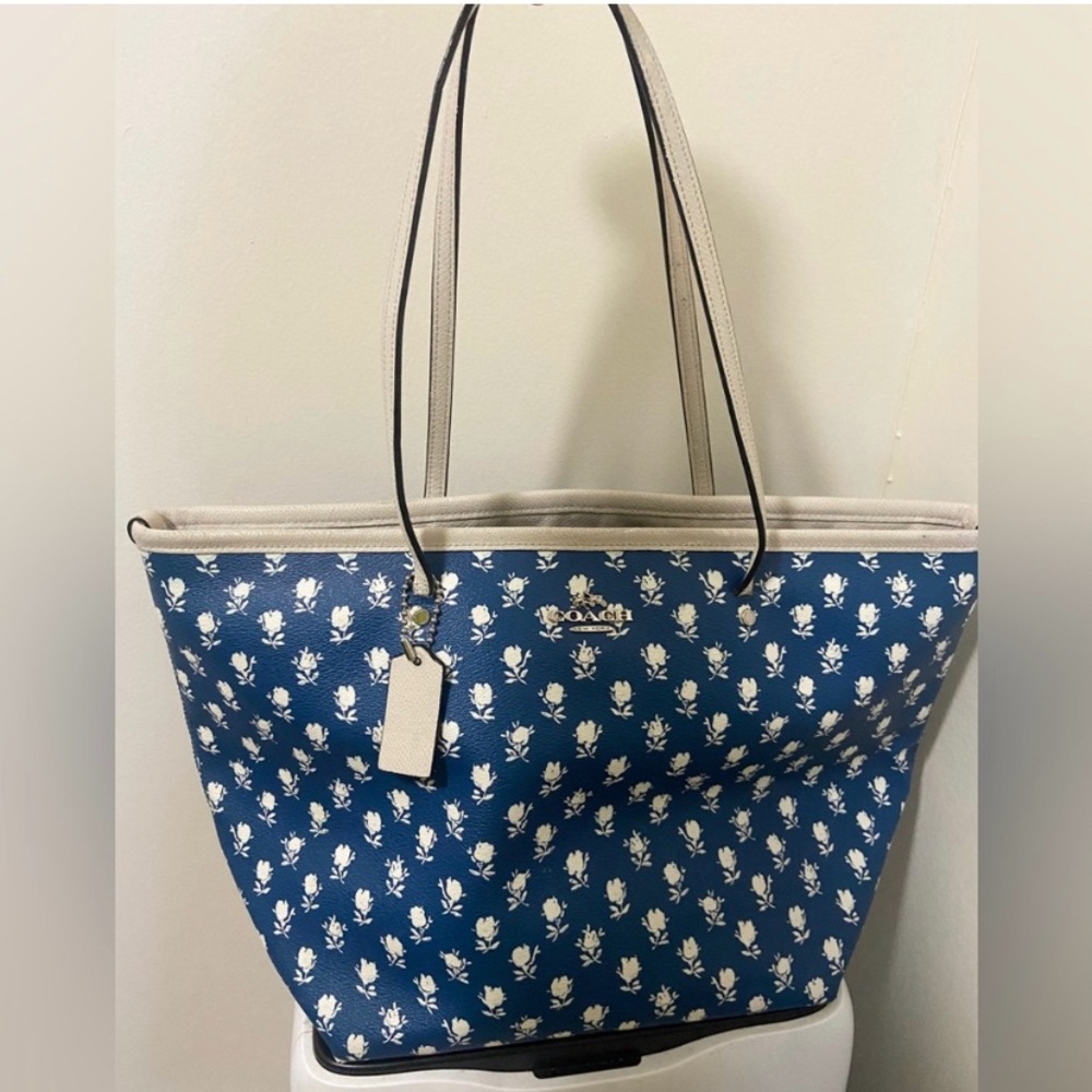 Coach Blue Floral Tote Bag